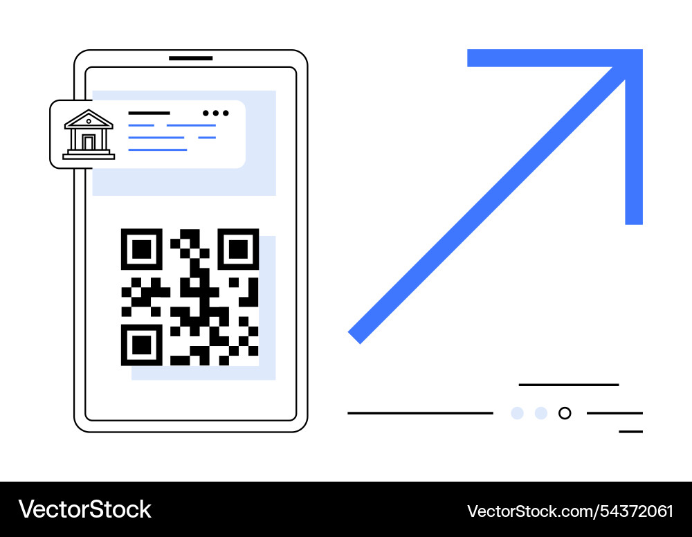 Qr code on smartphone display with upward arrow Vector Image