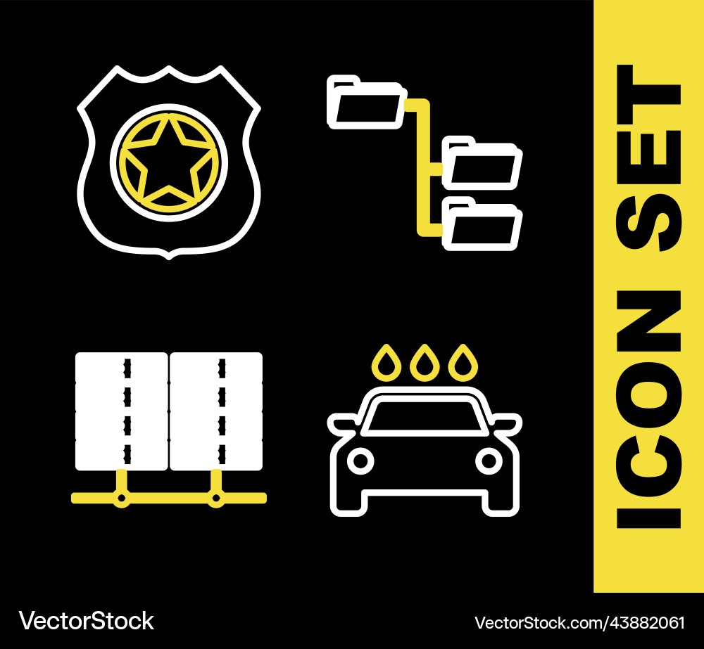 Set line folder tree car wash server data web Set line folder tree car wash server data web vector image