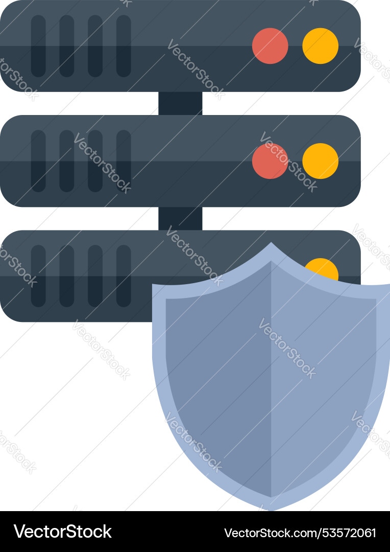 Shield protecting server rack icon data security Shield protecting server rack icon data security vector image