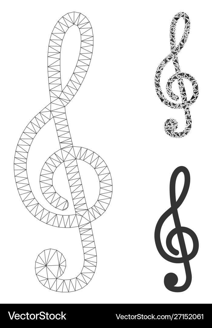 Treble clef mesh network model and triangle Treble clef mesh network model and triangle vector image