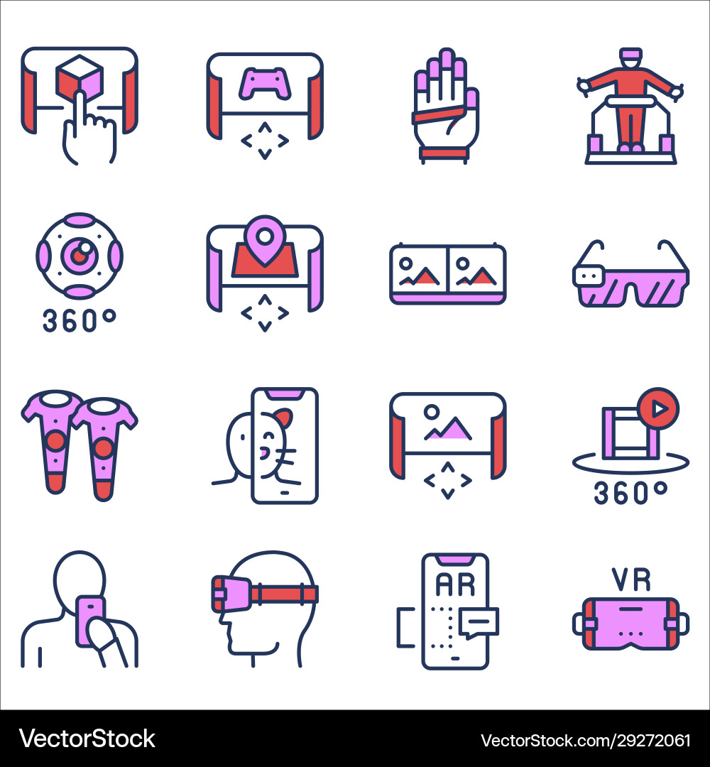Virtual and augmented reality color linear Virtual and augmented reality color linear vector image