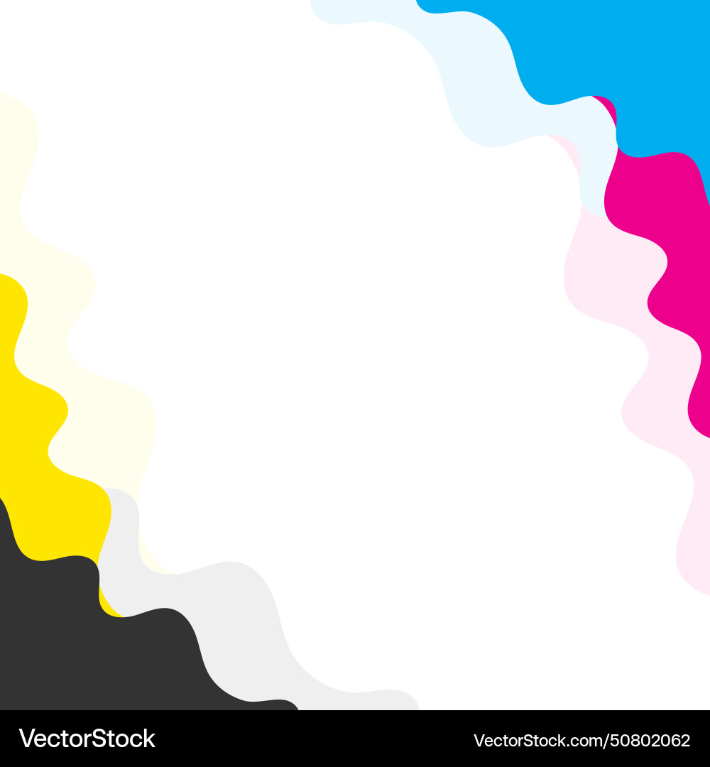 Abstract cmyk fluid line background with text Vector Image