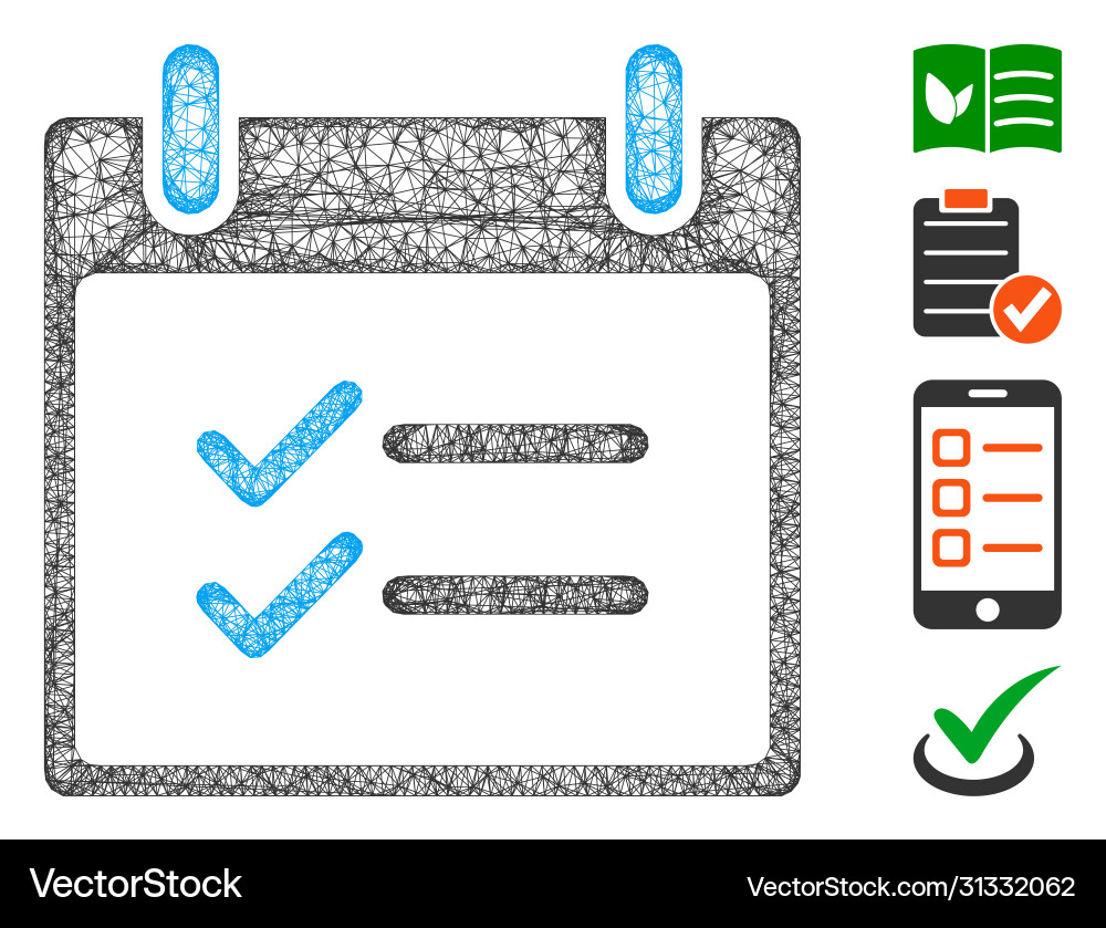 Check items calendar day web mesh vector image