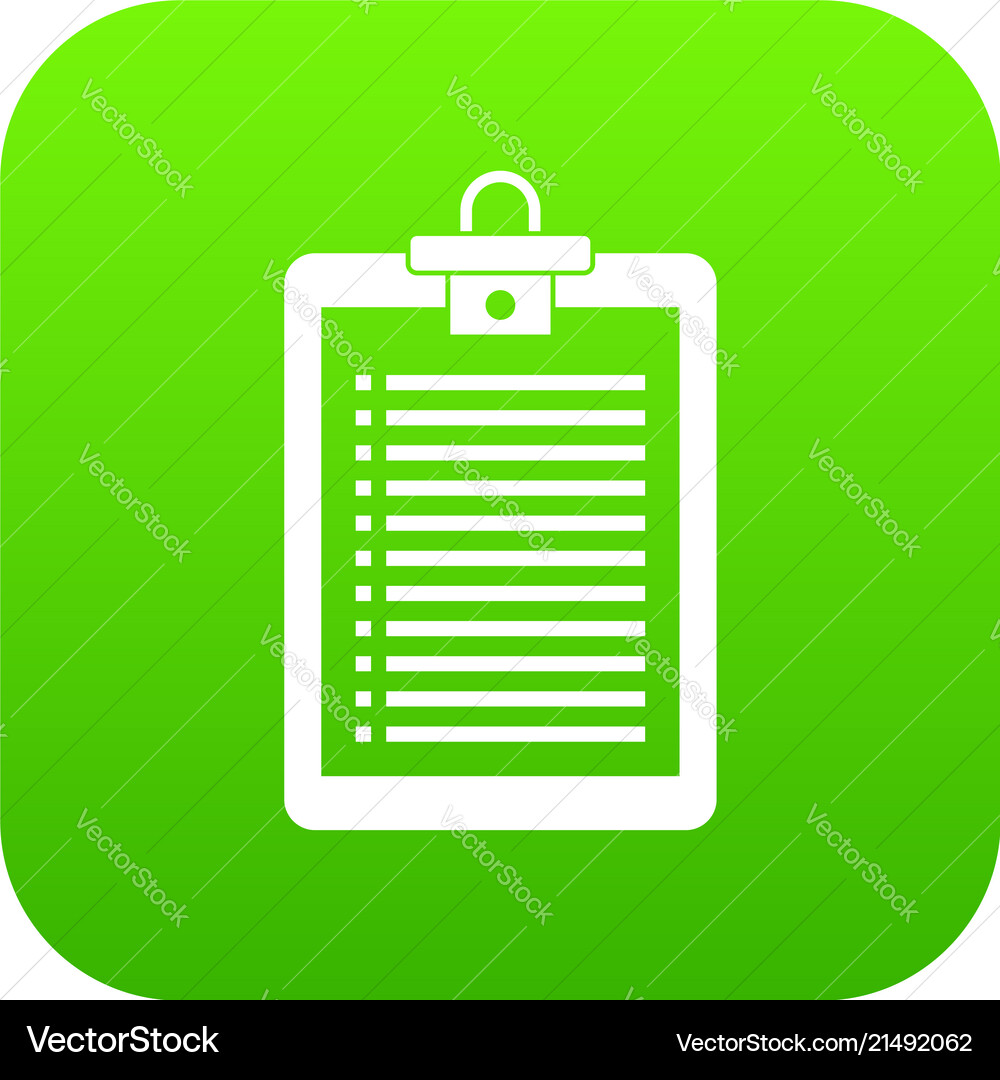 Clipboard with check list icon digital green Clipboard with check list icon digital green vector image