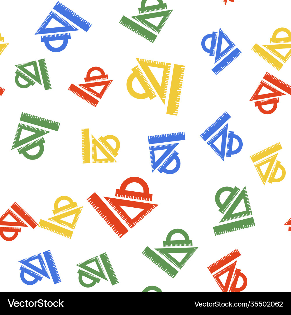Color set ruler triangular and protractor Color set ruler triangular and protractor vector image
