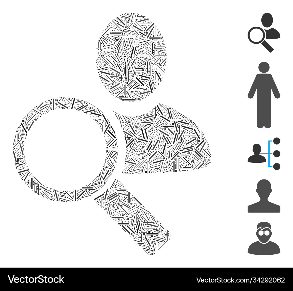 Dash mosaic find user icon Vector Image