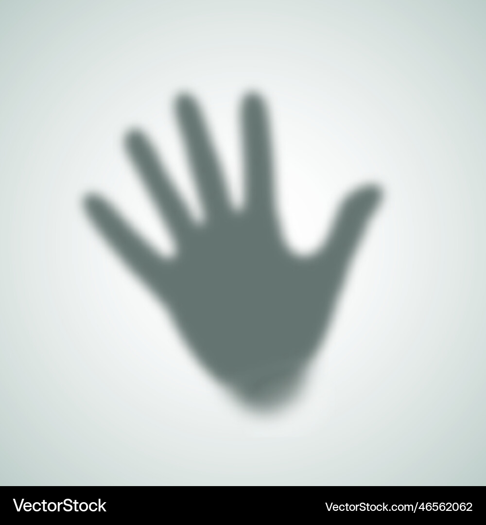 Diffuse right palm hand silhouette shadow abstract vector image