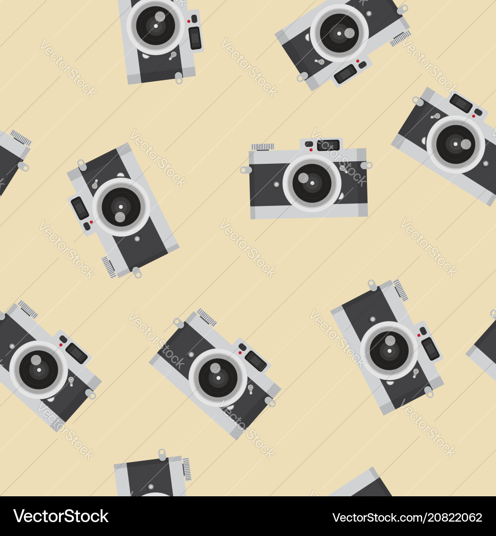 Flat design vintage camera pattern Vector Image