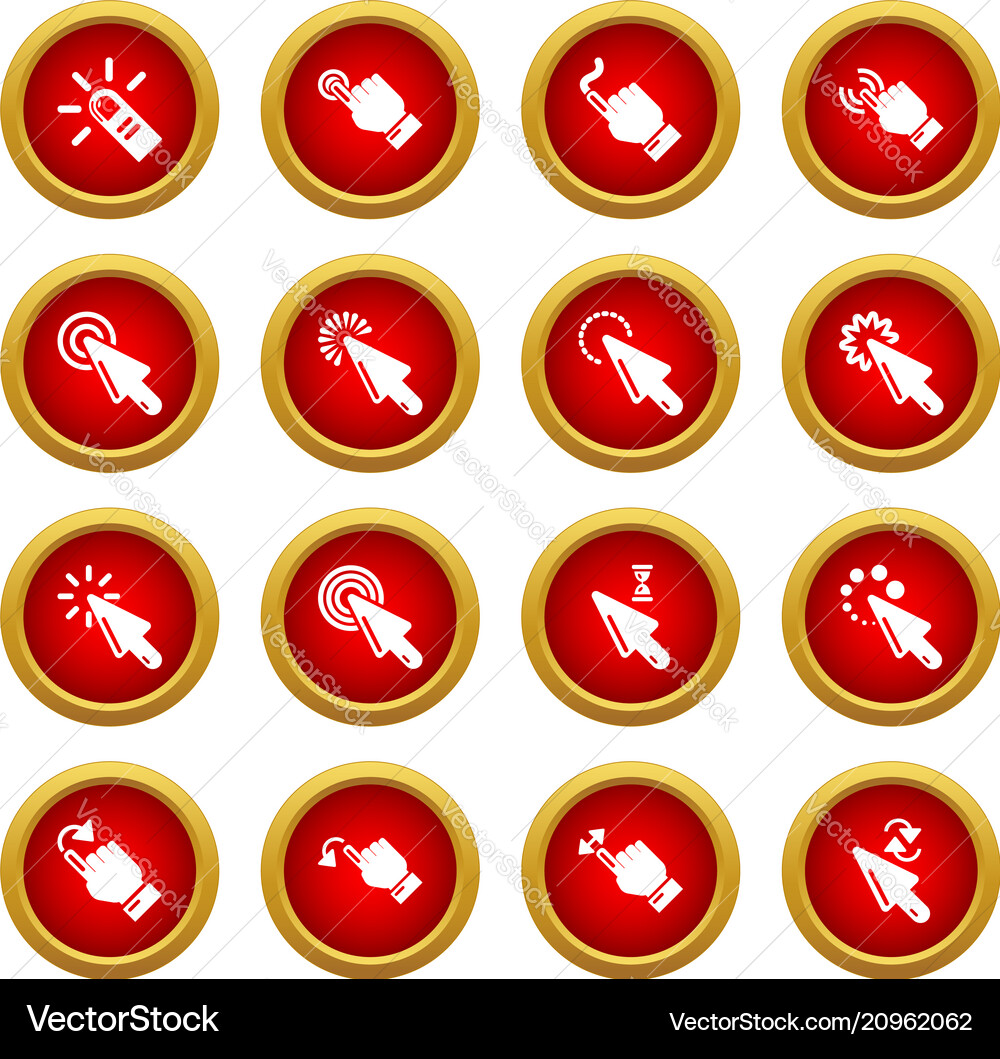 Hand click icons set simple style Hand click icons set simple style vector image