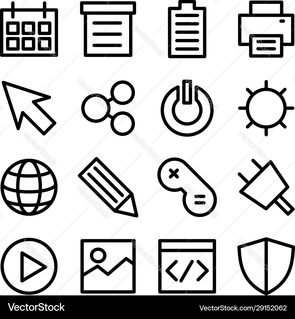 Line icon set related popular operating system Line icon set related popular operating system vector image