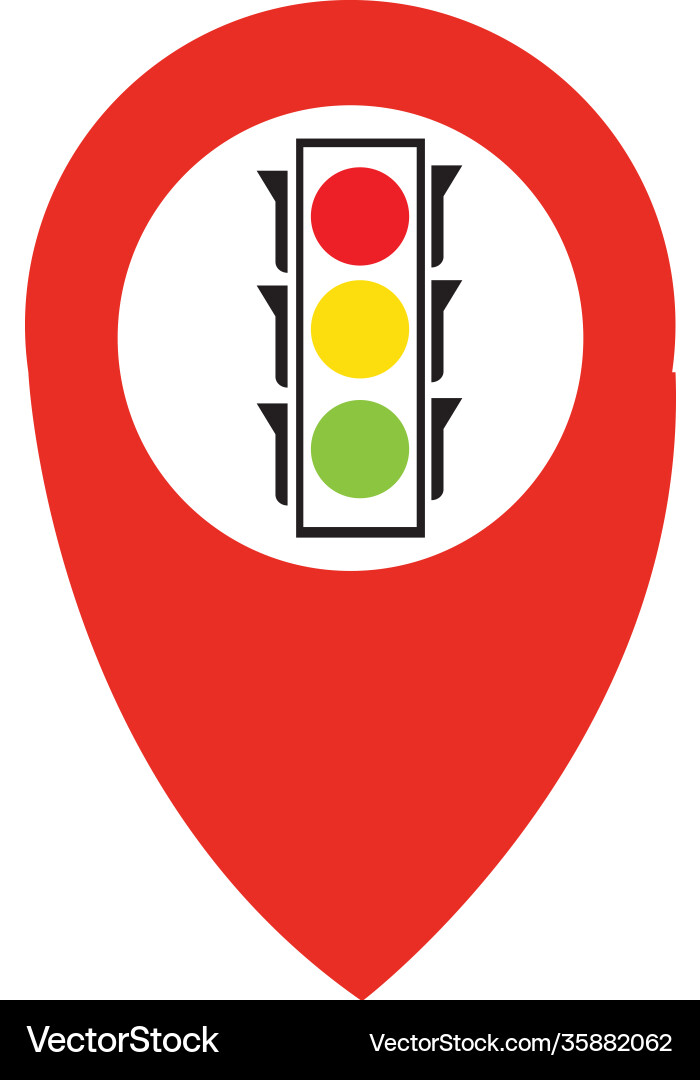 Map pointer traffic light signal - icon Vector Image