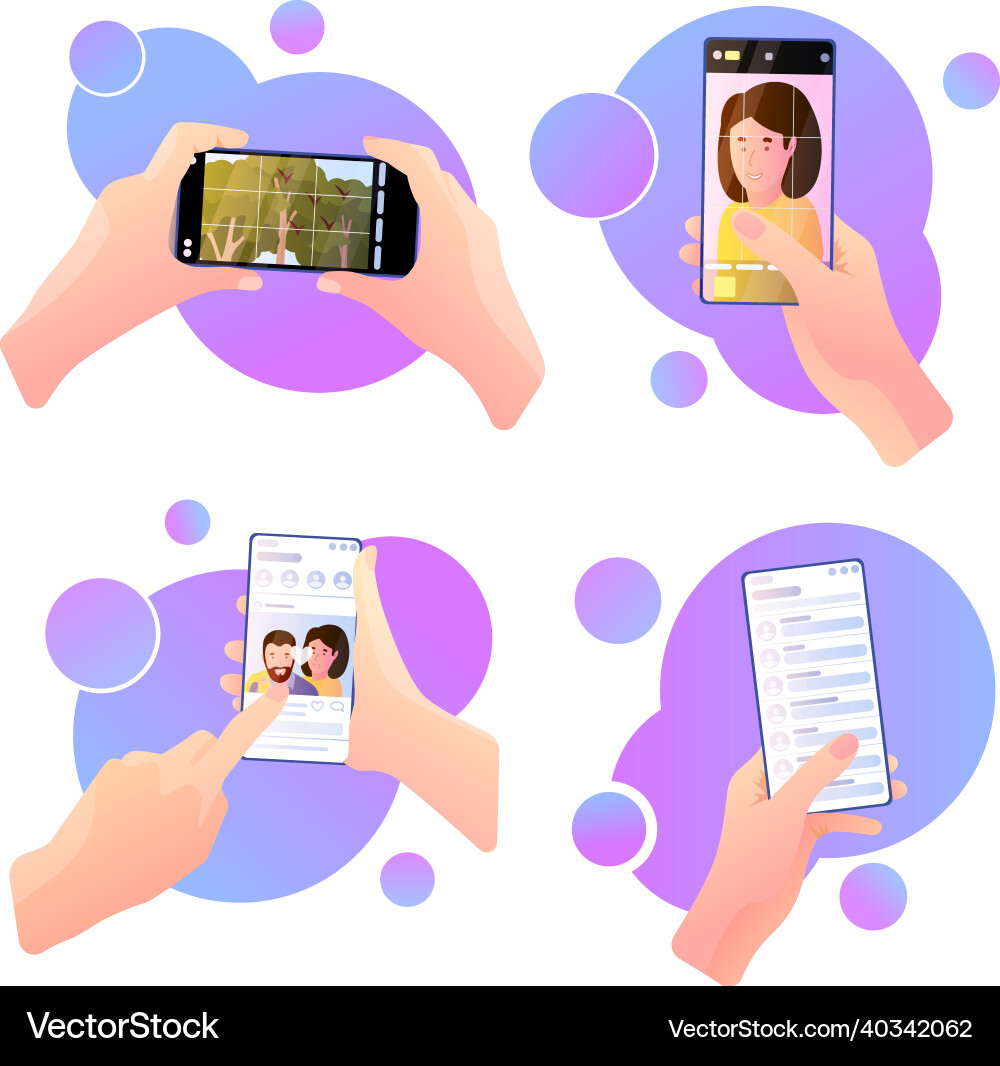 Mobile vlogging compositions set vector image