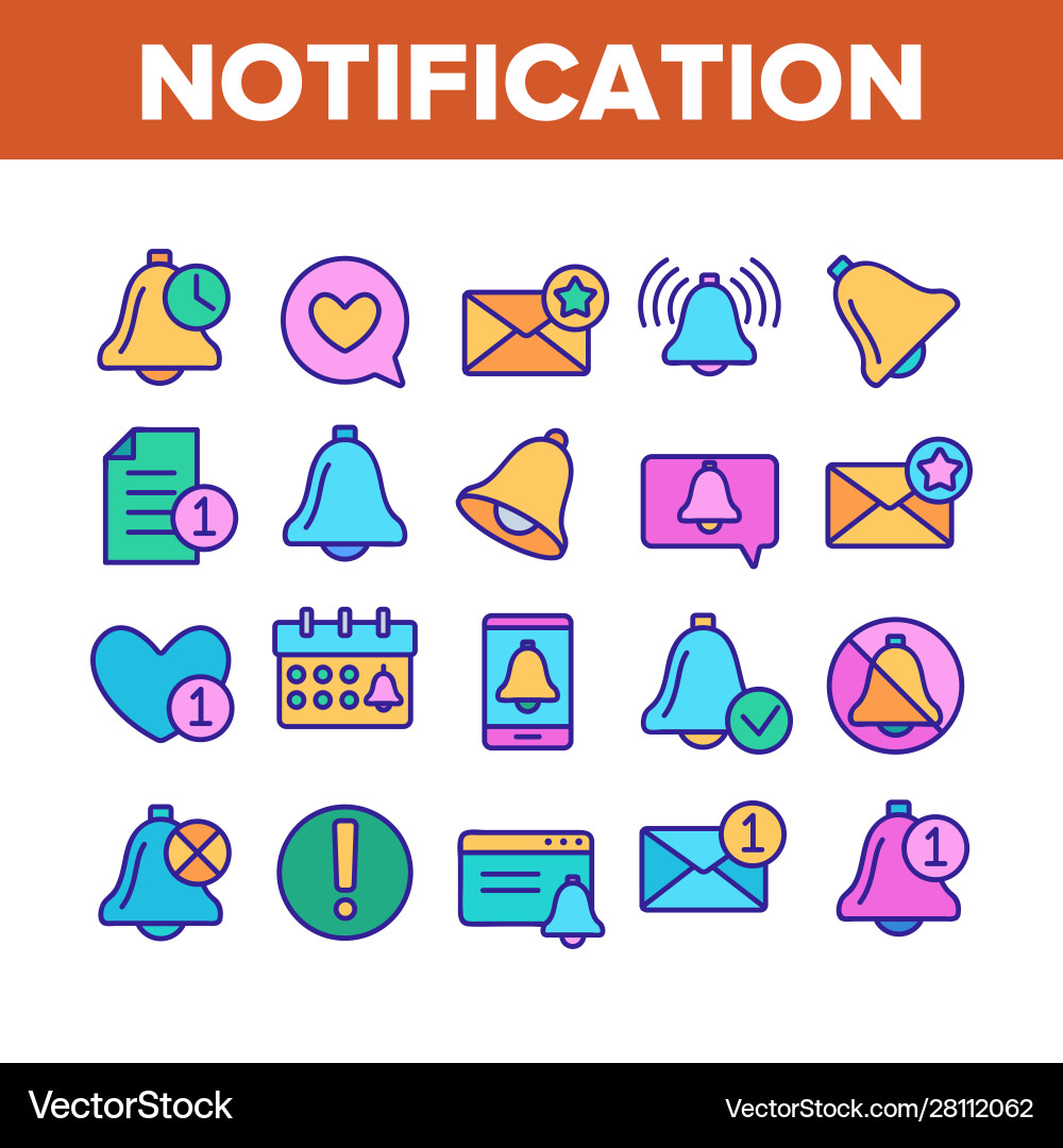 Notification collection elements icons set Vector Image