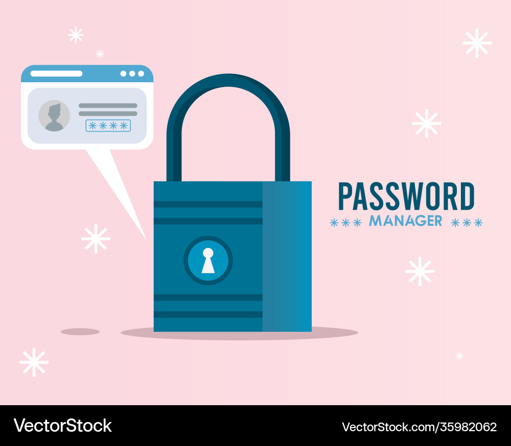 Password manager theme with padlock and template vector image