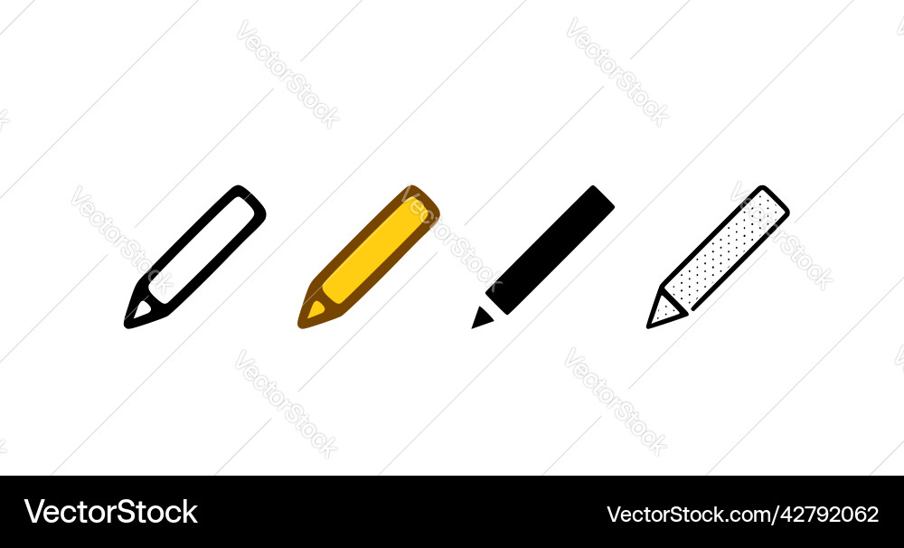 Pen icon set in different styles edit or write vector image