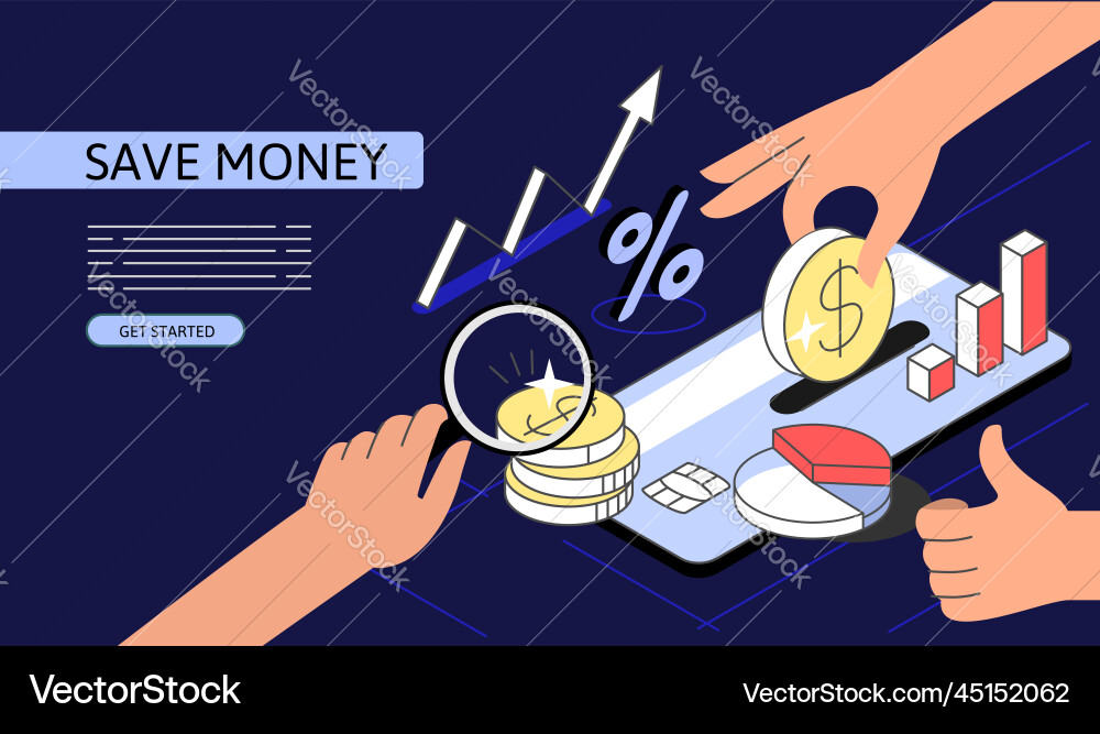 Save money isometric concept use for web page vector image