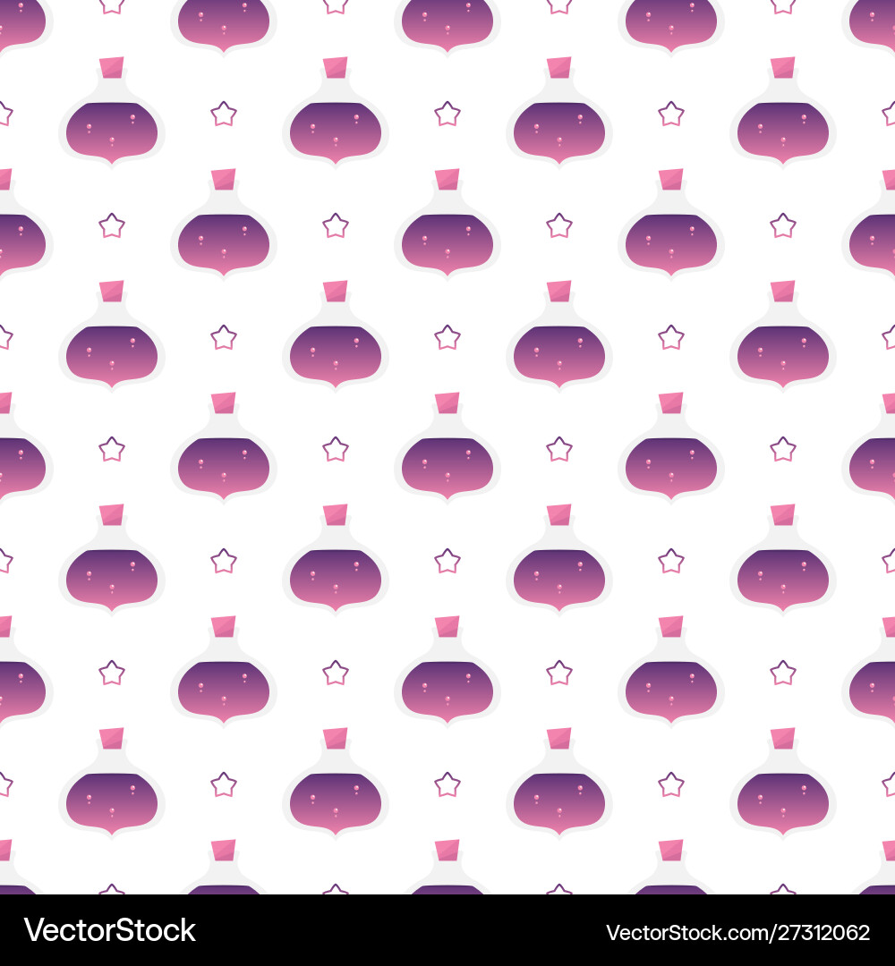 Seamless pattern with potion bottles and stars Seamless pattern with potion bottles and stars vector image