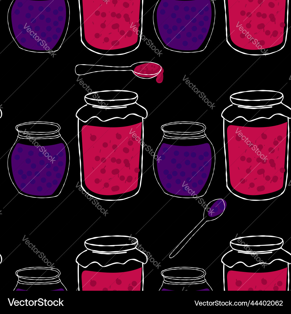Seamless pattern with red and blue color jars vector image