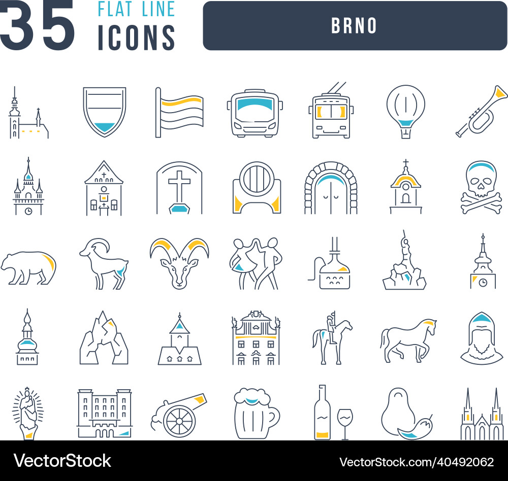 Set of linear icons brno Set of linear icons brno vector image