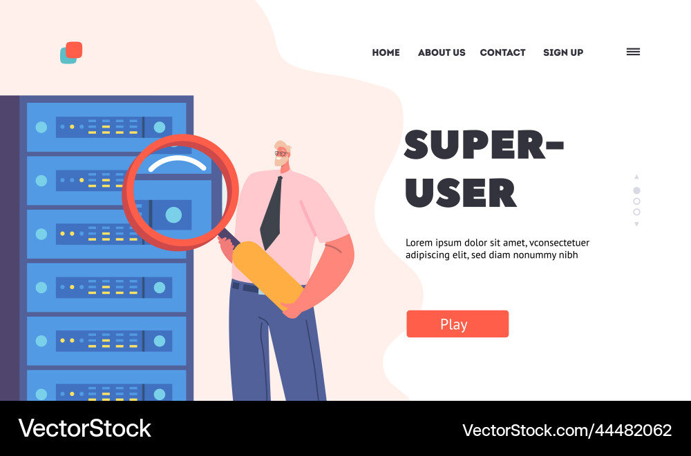 Sysadmin landing page template system Sysadmin landing page template system vector image