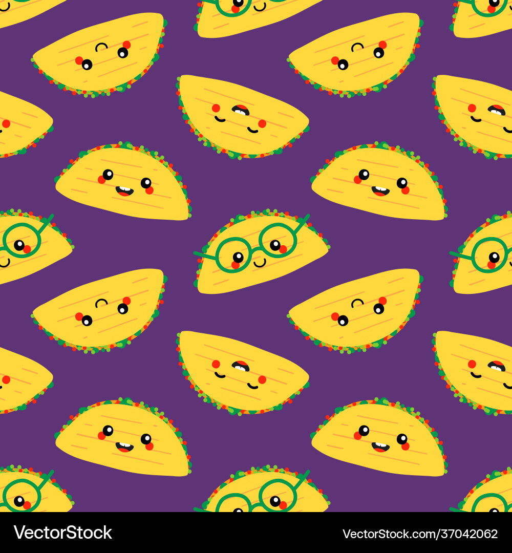 Taco characters seamless pattern Taco characters seamless pattern vector image