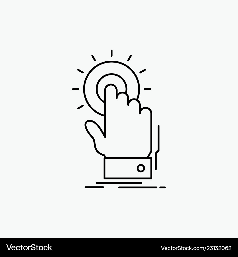 Touch click hand on start line icon isolated Touch click hand on start line icon isolated vector image