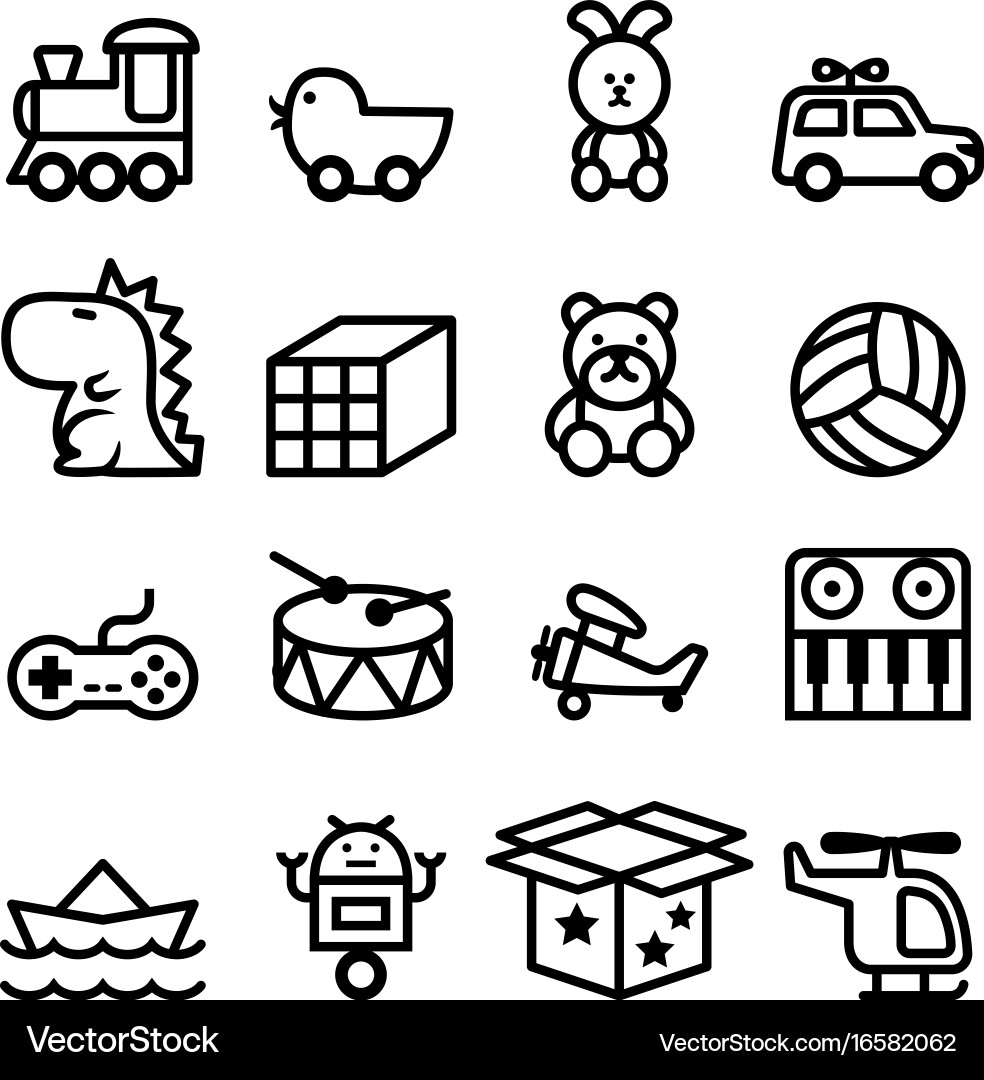 Toy Icon Set - Diverse Play Objects vector image