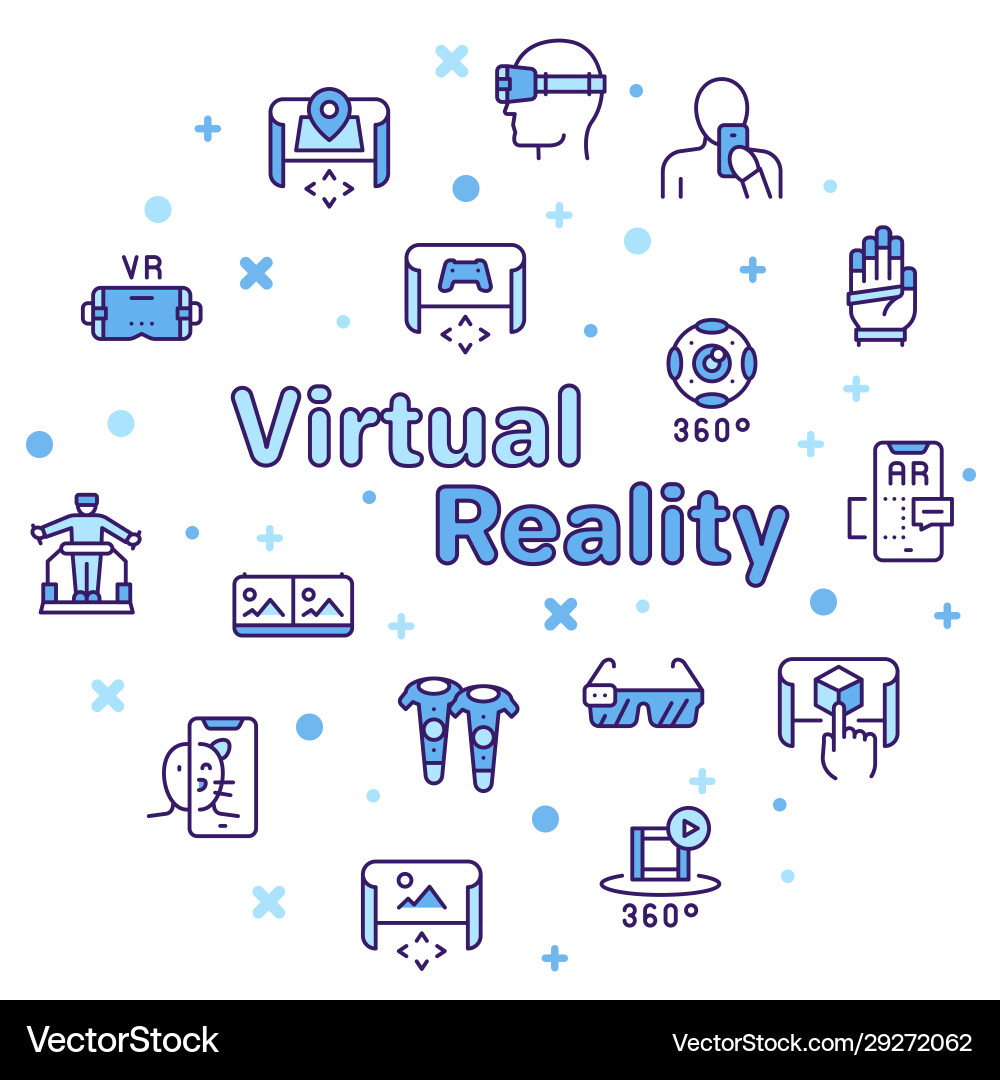 Virtual and augmented reality color linear Virtual and augmented reality color linear vector image