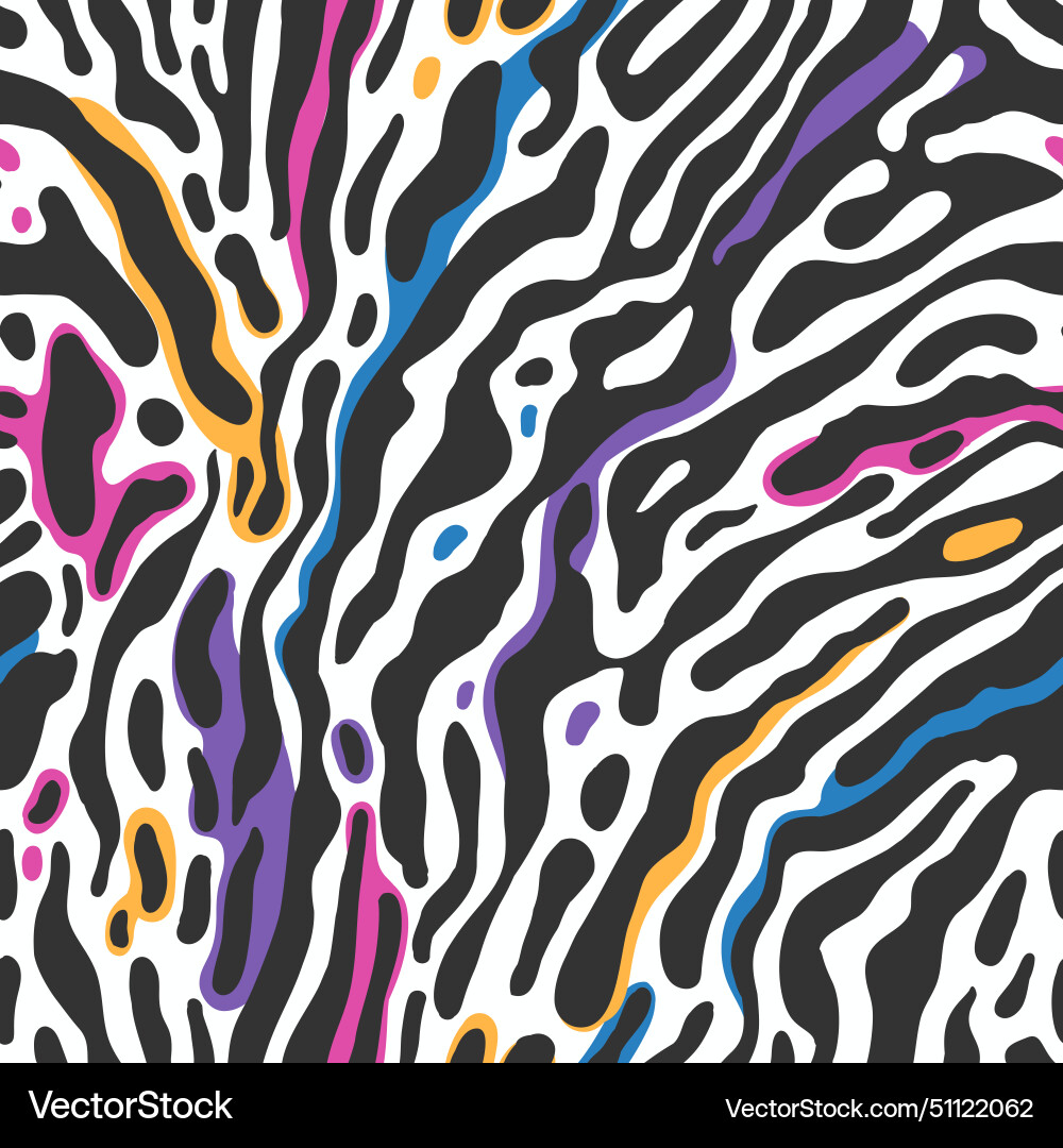 Zebra print seamless pattern with color splashes Zebra print seamless pattern with color splashes vector image