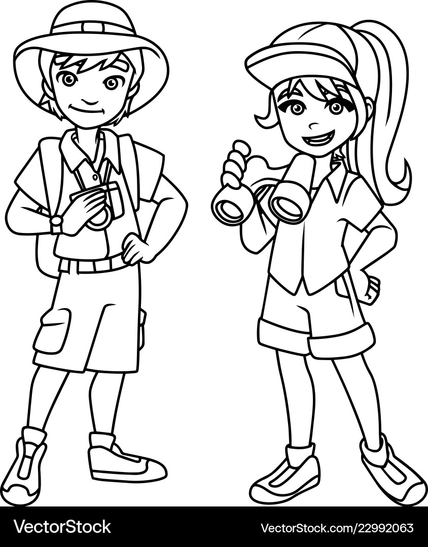 Adventure kids line art Adventure kids line art vector image