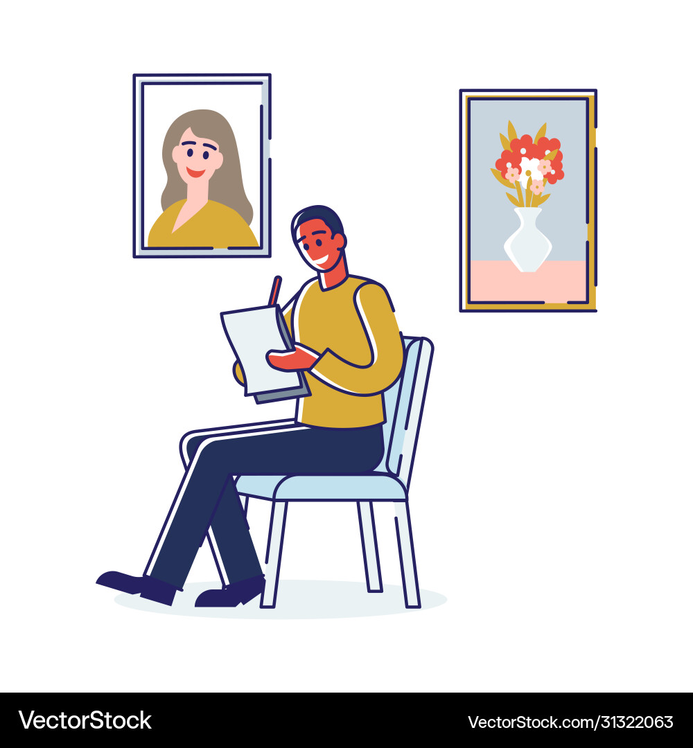 Art school human creativity and talents male Art school human creativity and talents male vector image