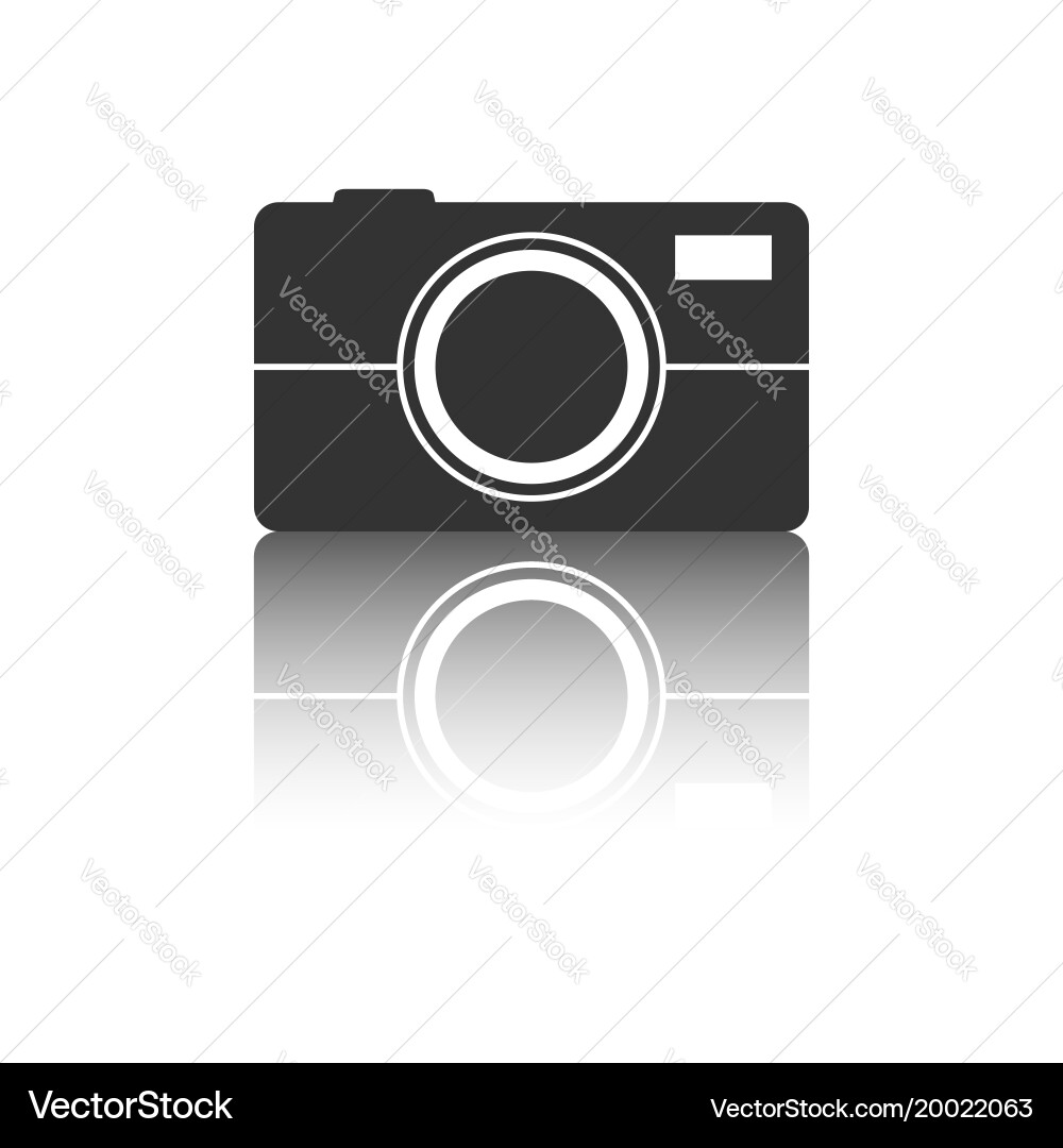 Camera icon with reflection effect on white Vector Image