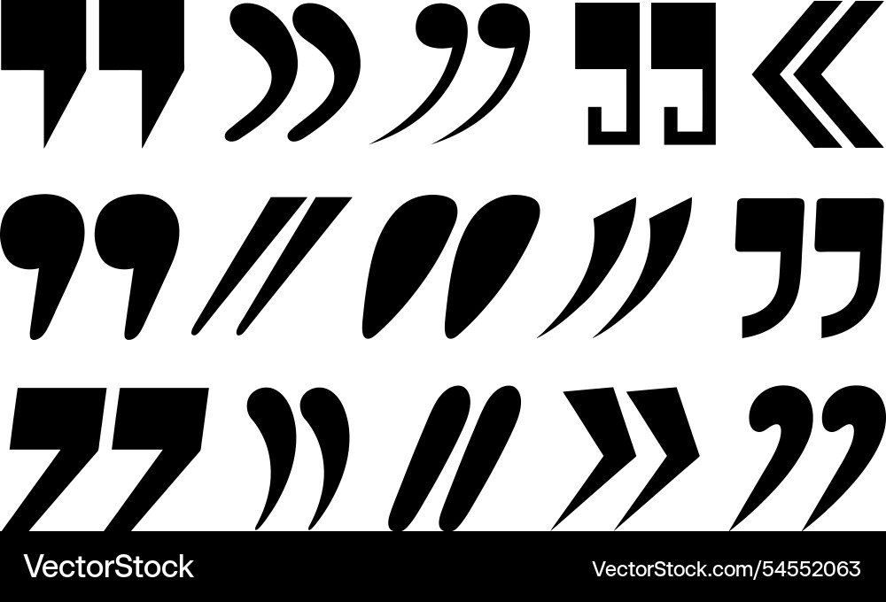 Collection of different quotation marks symbols Vector Image