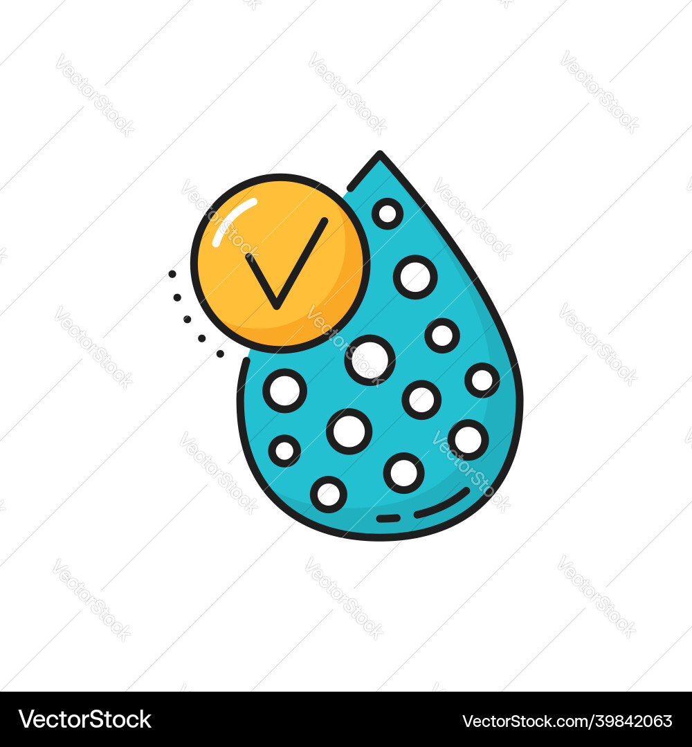 Drop with ok sign lactose or serum oil fat check Drop with ok sign lactose or serum oil fat check Vector Image