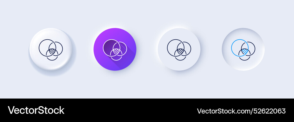 Euler diagram line icon eulerian circles sign Euler diagram line icon eulerian circles sign vector image
