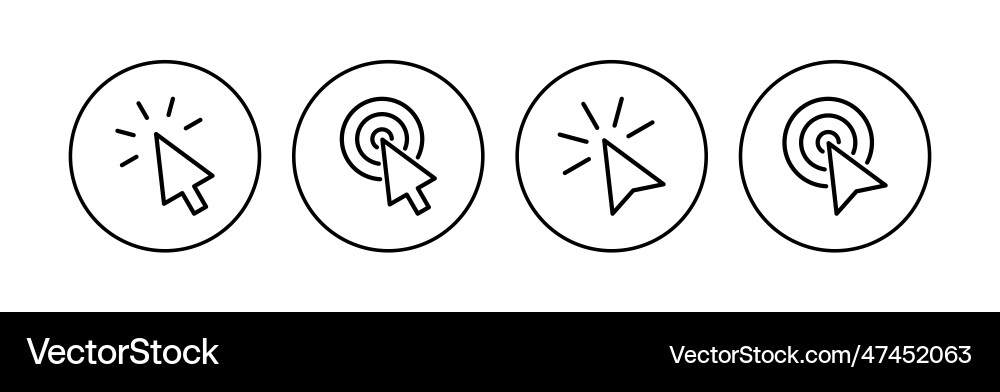 Klicken Sie auf Symbol gesetzt Zeiger Pfeil Cursor Klicken Sie auf Symbol gesetzt Zeiger Pfeil Cursor vektorbild