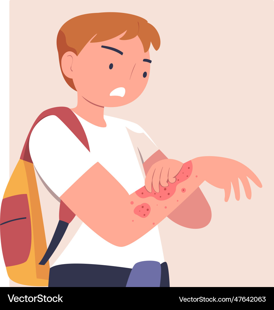 Man character with skin problem suffering Man character with skin problem suffering vector image