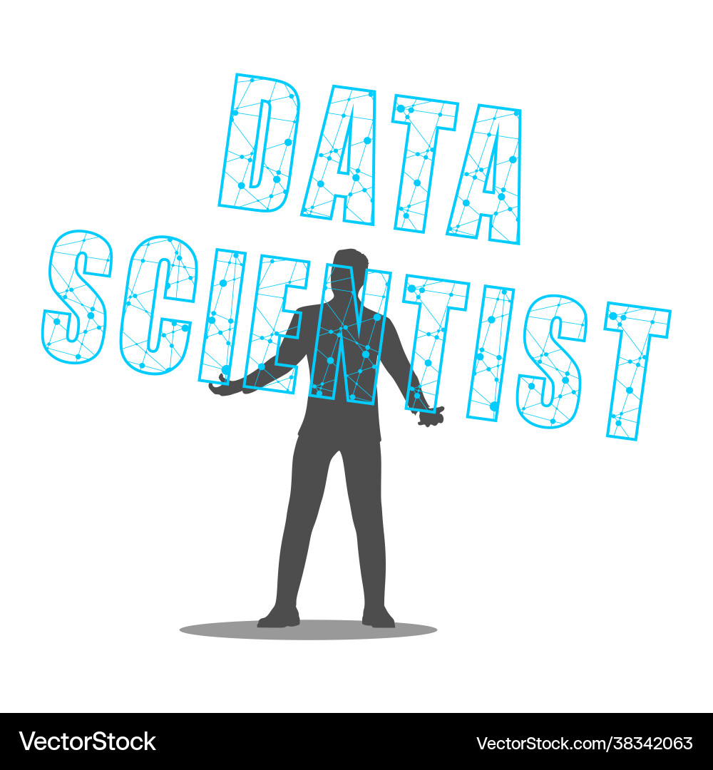 Man holding data scientist text in his hands Man holding data scientist text in his hands vector image