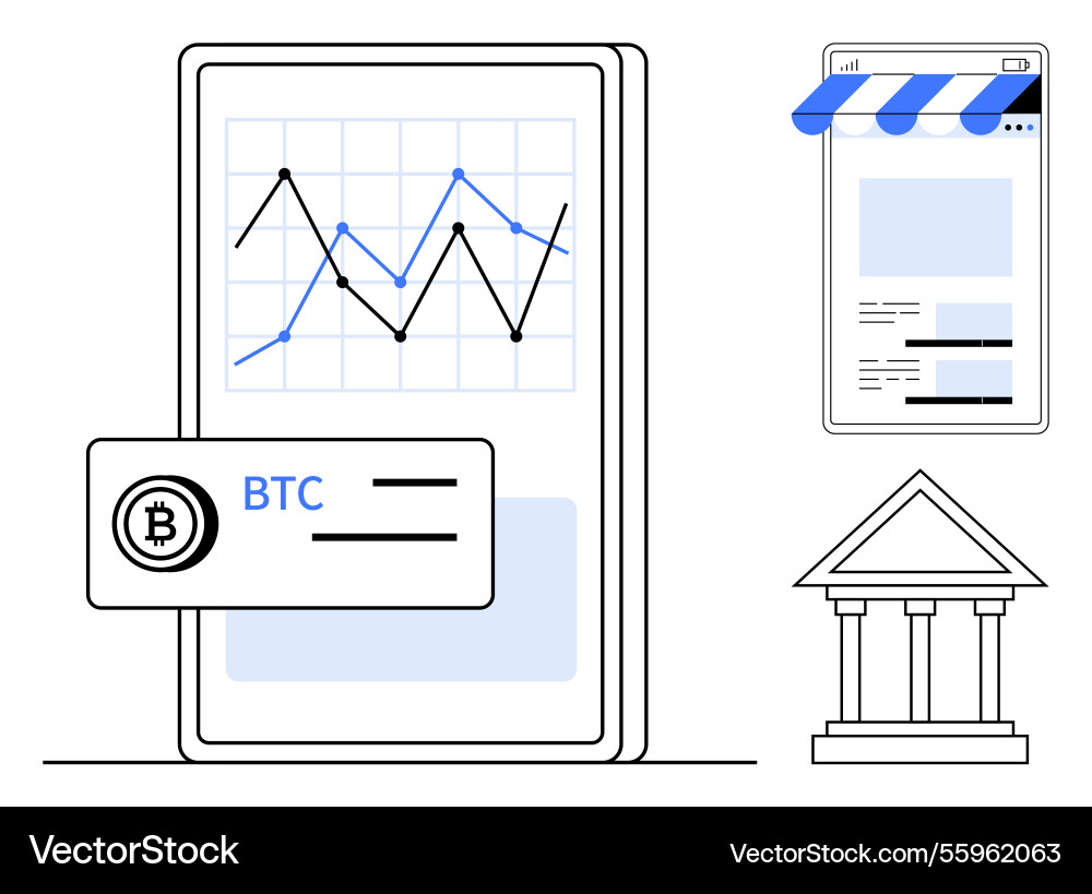 Mobile app displaying cryptocurrency analytics vector image