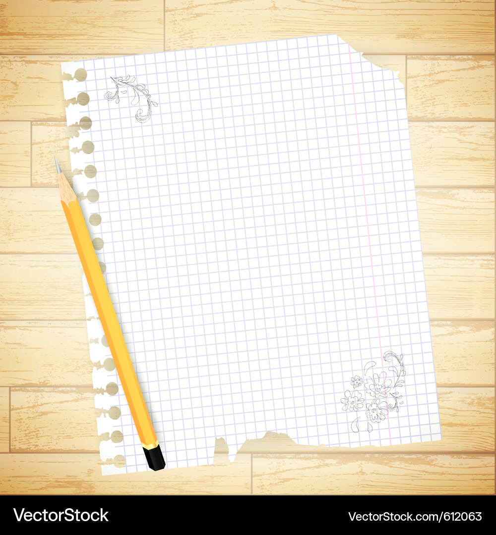 Notebook Sheet with Pencil Sketch vector image