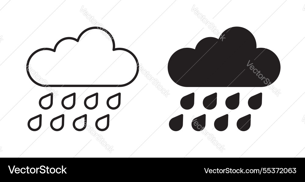 Rain icon set in thin line for web Vector Image