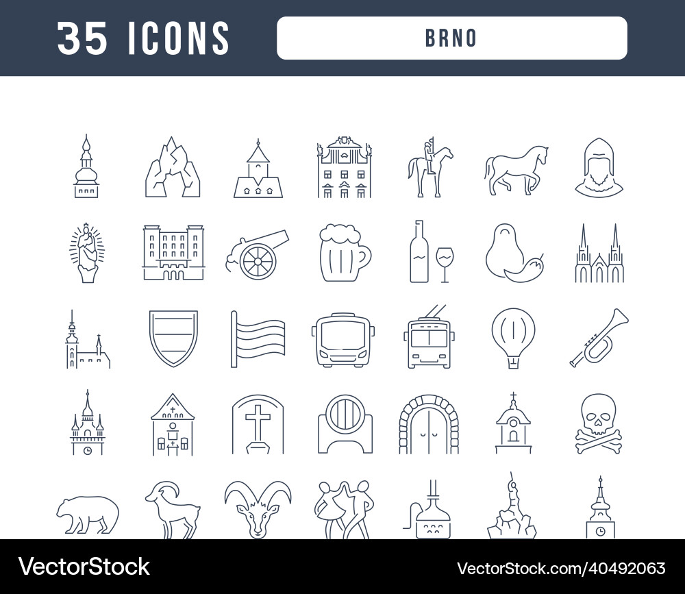 Set of linear icons brno Set of linear icons brno vector image