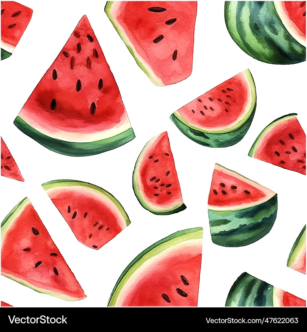 Watercolor watermelon pattern vector image