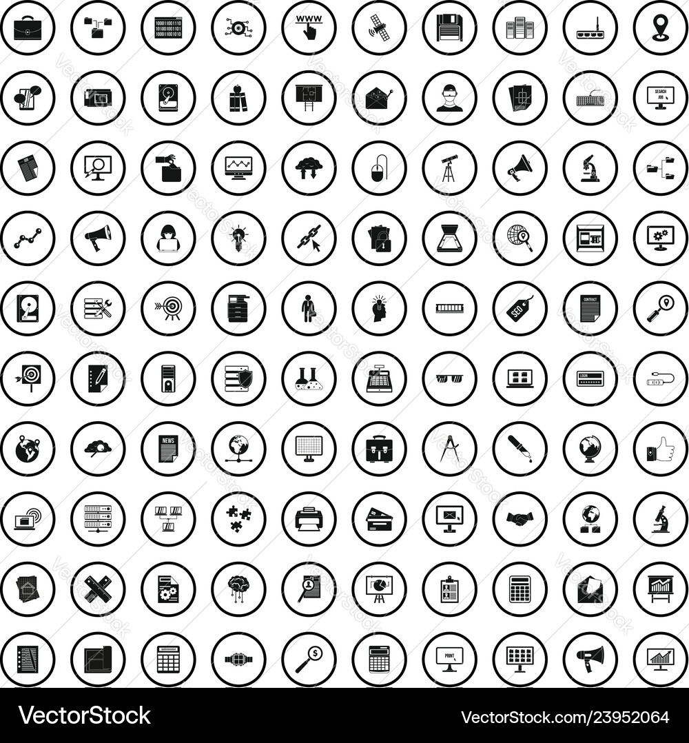 100 data mining icons set simple style 100 data mining icons set simple style vector image