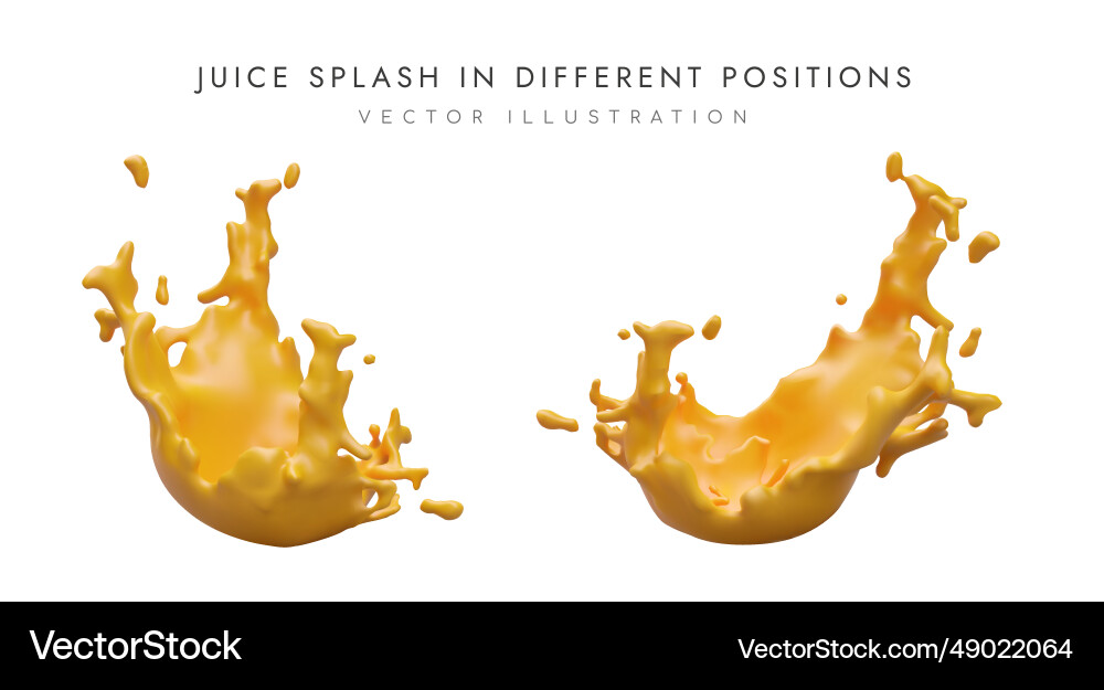 3d splashes of juice in different positions 3d splashes of juice in different positions Vector Image
