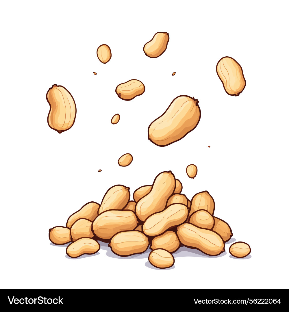Ai-generated peanuts falling and piling up on a Vector Image