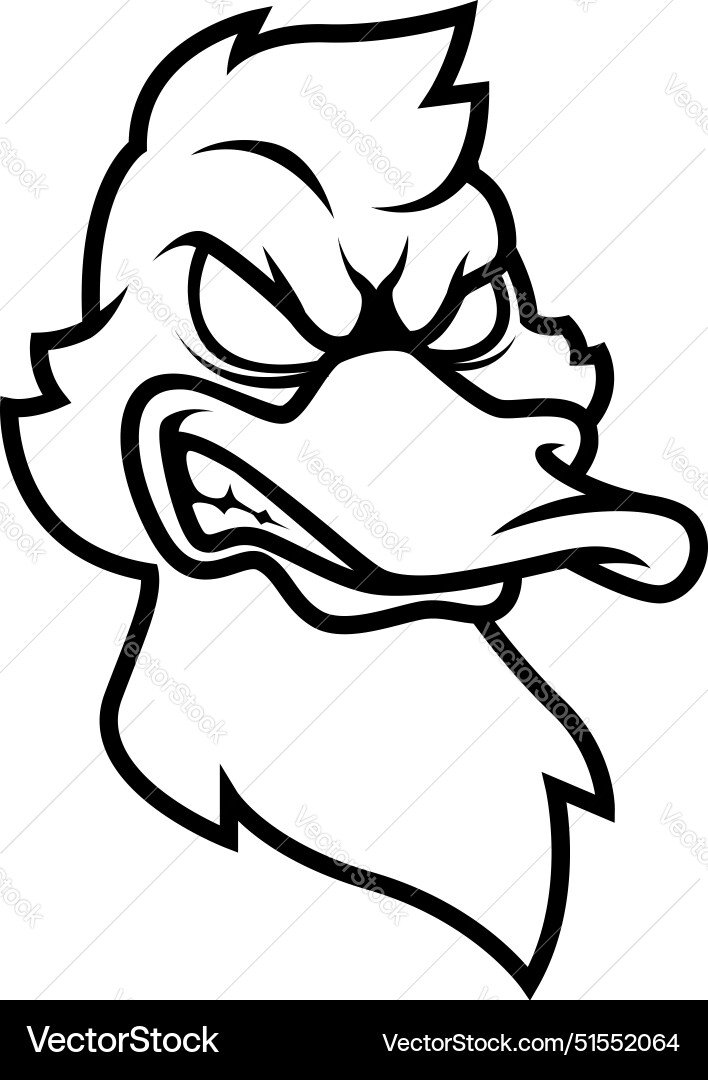 Angry duck head sketch line art logo mascot Vector Image