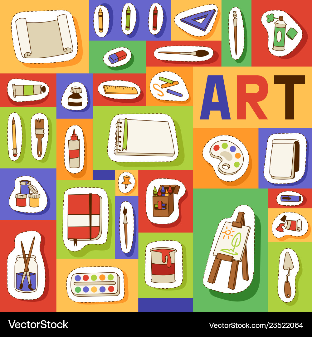 Art studio seamless pattern studying in Art studio seamless pattern studying in vector image