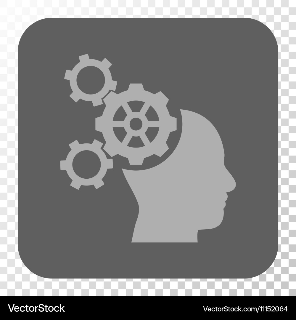 Brain mechanics rounded square button vector image