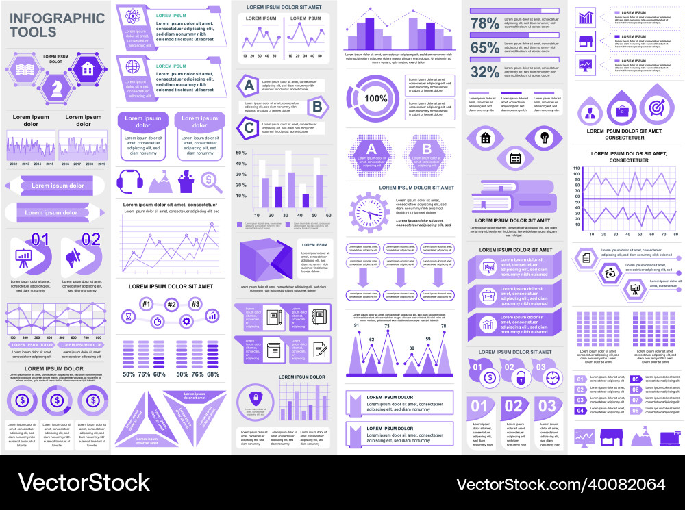 Bundle infographic elements data visualization Vector Image